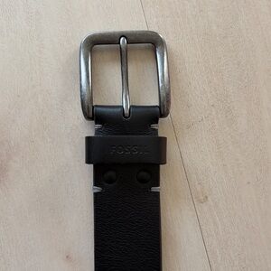 FOSSIL leather belt mens 34 dark brown